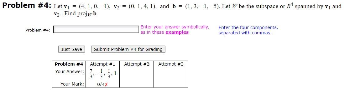 Solved Problem \#4: Let V1=(4,1,0,−1),v2=(0,1,4,1), And | Chegg.com