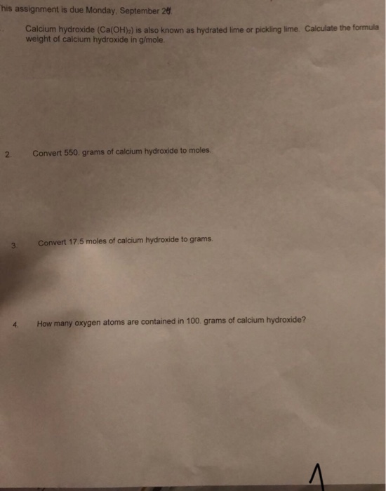 Solved his assignment is due Monday, September 28 Calcium | Chegg.com