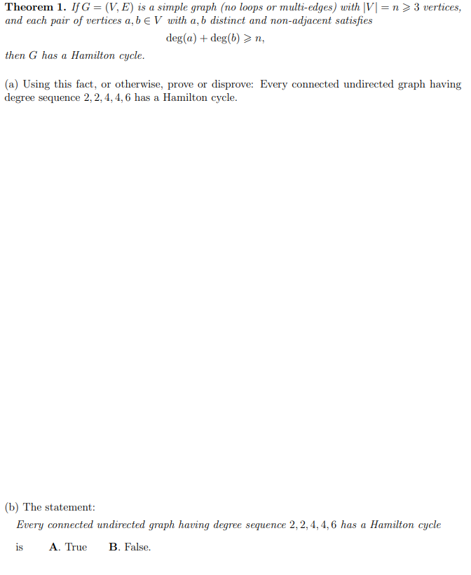 Solved Theorem 1. If G = (V, E) is a simple graph (no loops | Chegg.com