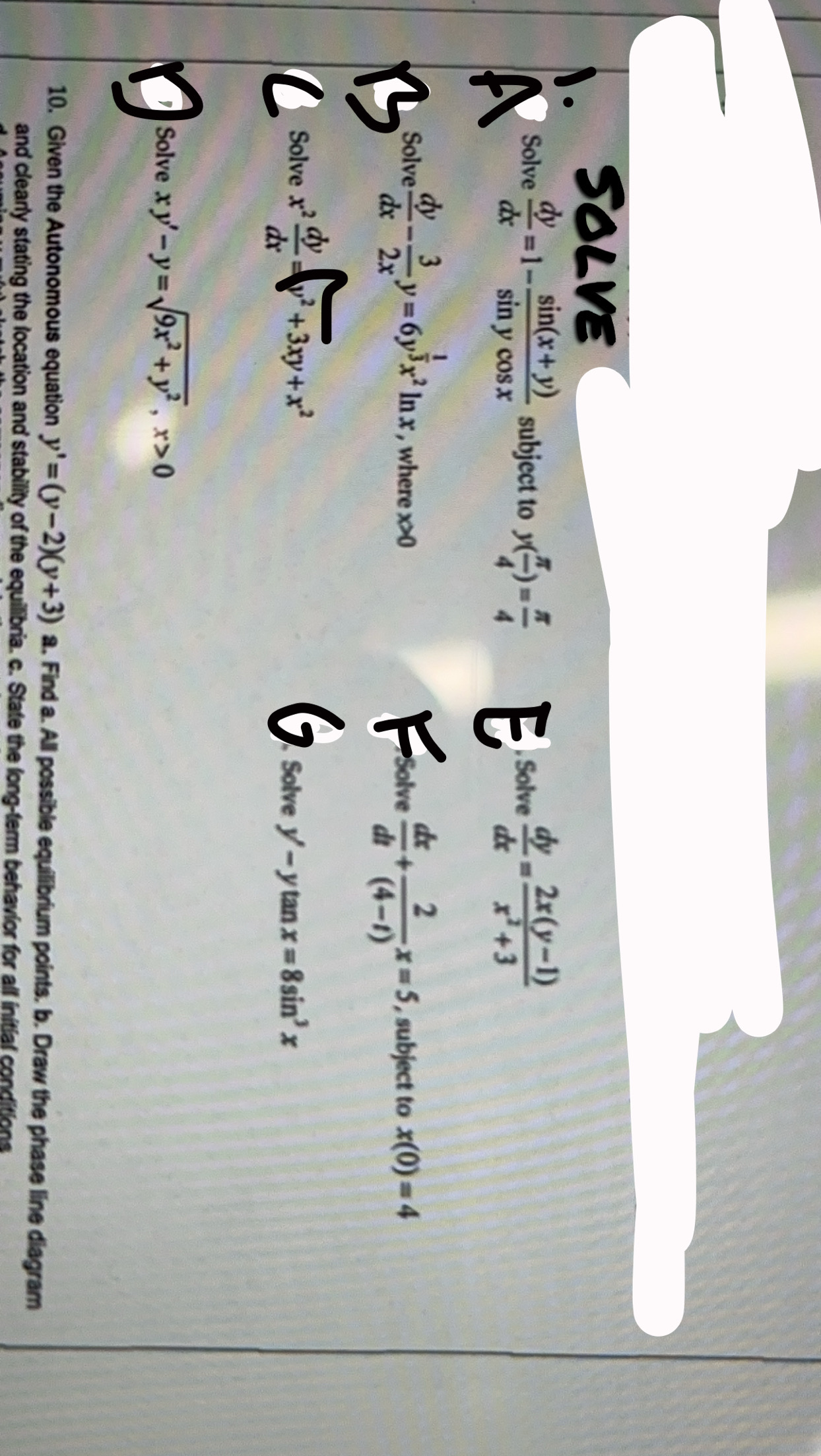 Solved SOLVESolve dydx=1-sin(x+y)sinycosx ﻿subject to | Chegg.com