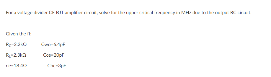 Solved Question 5 For a self-bias CS JFET amplifier circuit, | Chegg.com