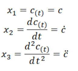 Solved x2=dtdc(t)=c˙x3=dt2d2c(t)=c¨\( \dddot{c}+9 | Chegg.com