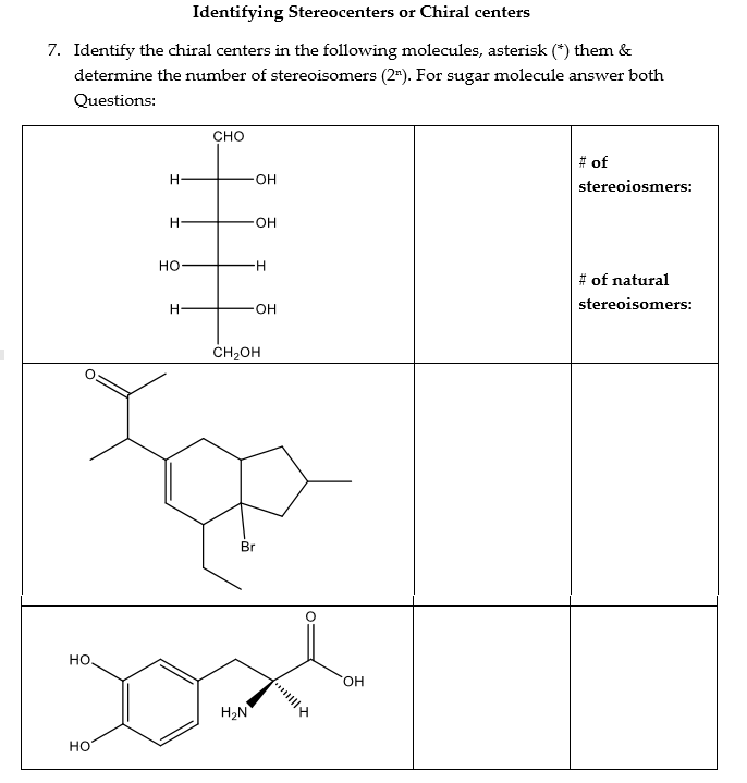 Solved Identifying Stereocenters or Chiral centers 7. | Chegg.com