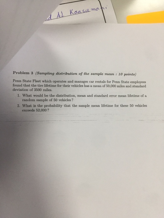 Solved Problem 3 (Sampling distribution of the sample mean : | Chegg.com