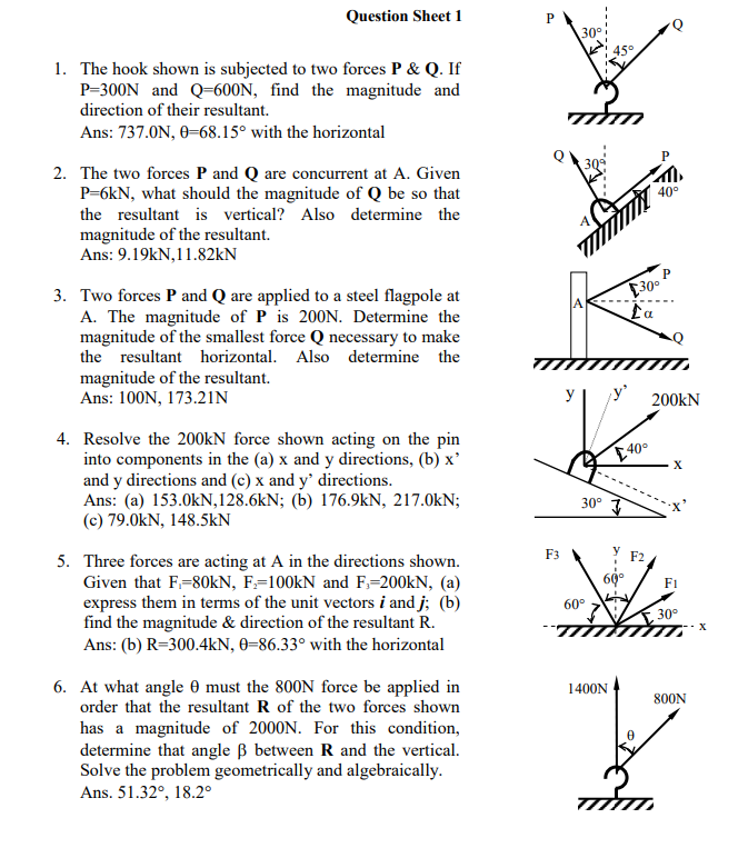 Question 02 Force Vector Resolving Using Inputs Chegg Com