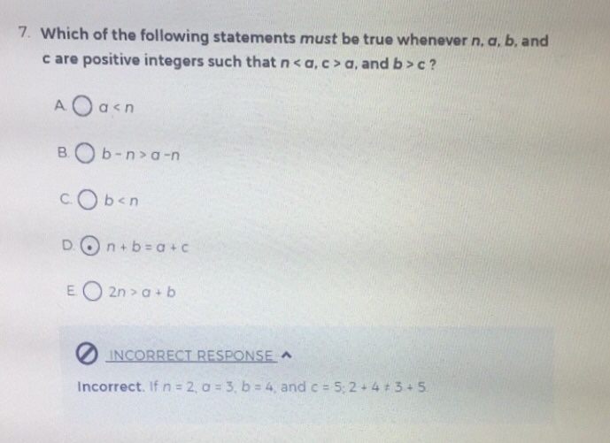 Solved 7. Which of the following statements must be true | Chegg.com