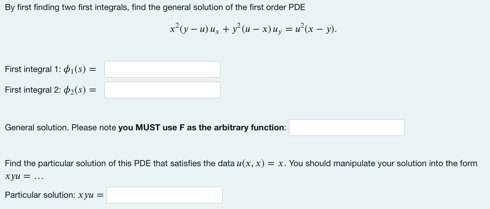 Solved By first finding two first integrals, find the | Chegg.com