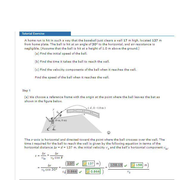 Solved Tutorial Exercise A home run is hit in such a way | Chegg.com