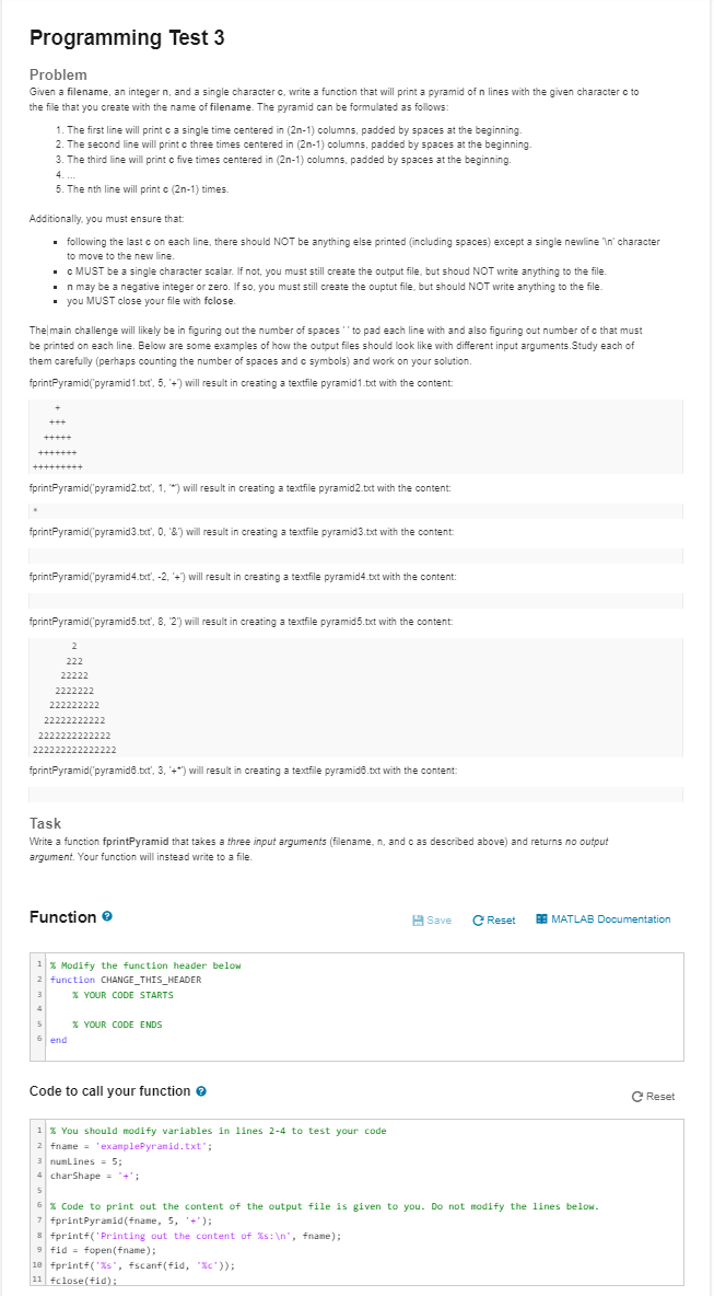 Solved Programming Test 3 Problem Given A Filename, An | Chegg.com