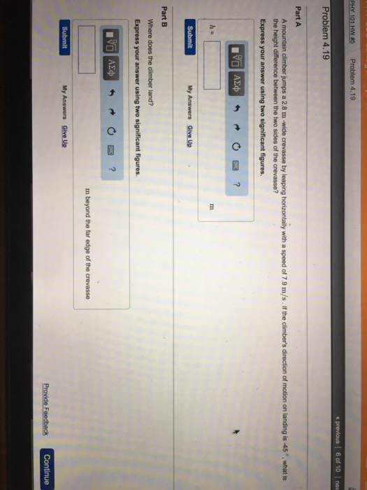 Solved A mountain climber jumps a 2 8 mwide crevasse by