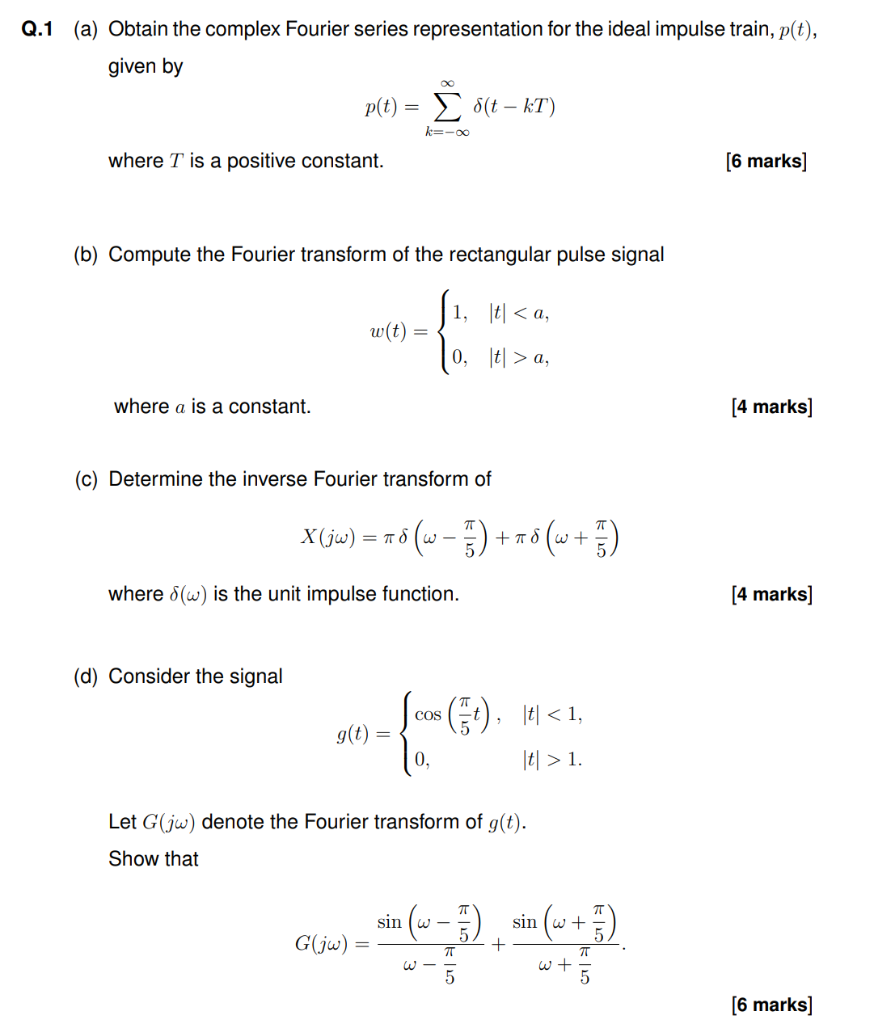 Solved .1 (a) Obtain the complex Fourier series | Chegg.com