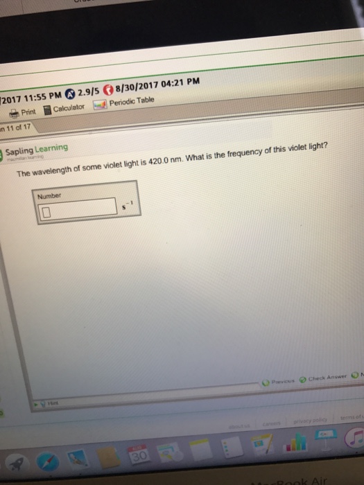 what is the approximate wavelength in nanometers of violet light