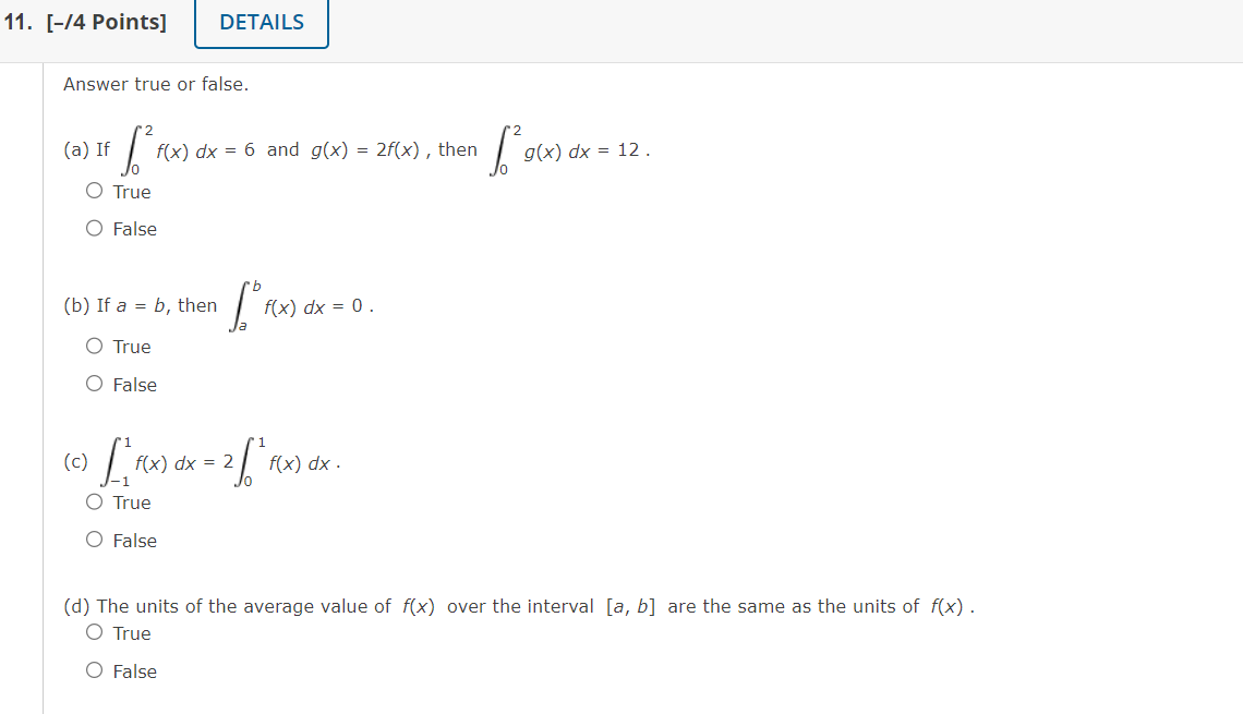 Solved Answer true or false. (a) If ∫02f(x)dx=6 and | Chegg.com