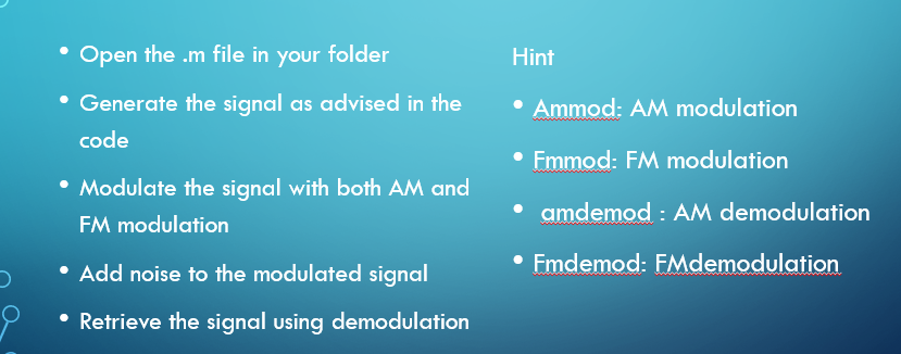 Using Matlab, plot FM AM modulation • Generate the | Chegg.com
