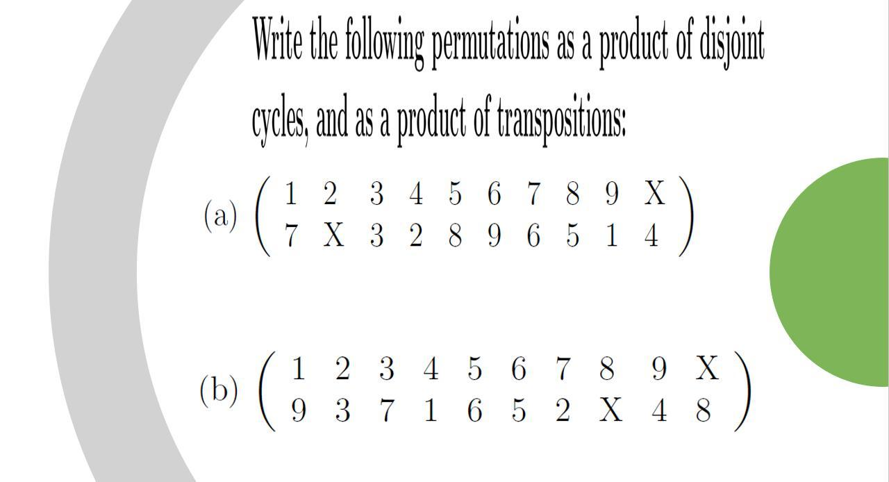 Write the following permutations as a product of  Chegg.com