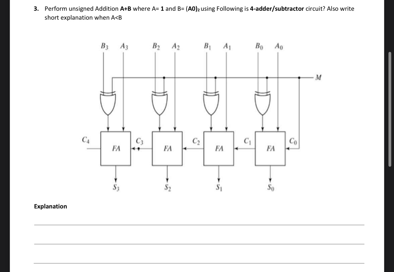 Solved 3. Perform Unsigned Addition A+B Where A=1 And | Chegg.com