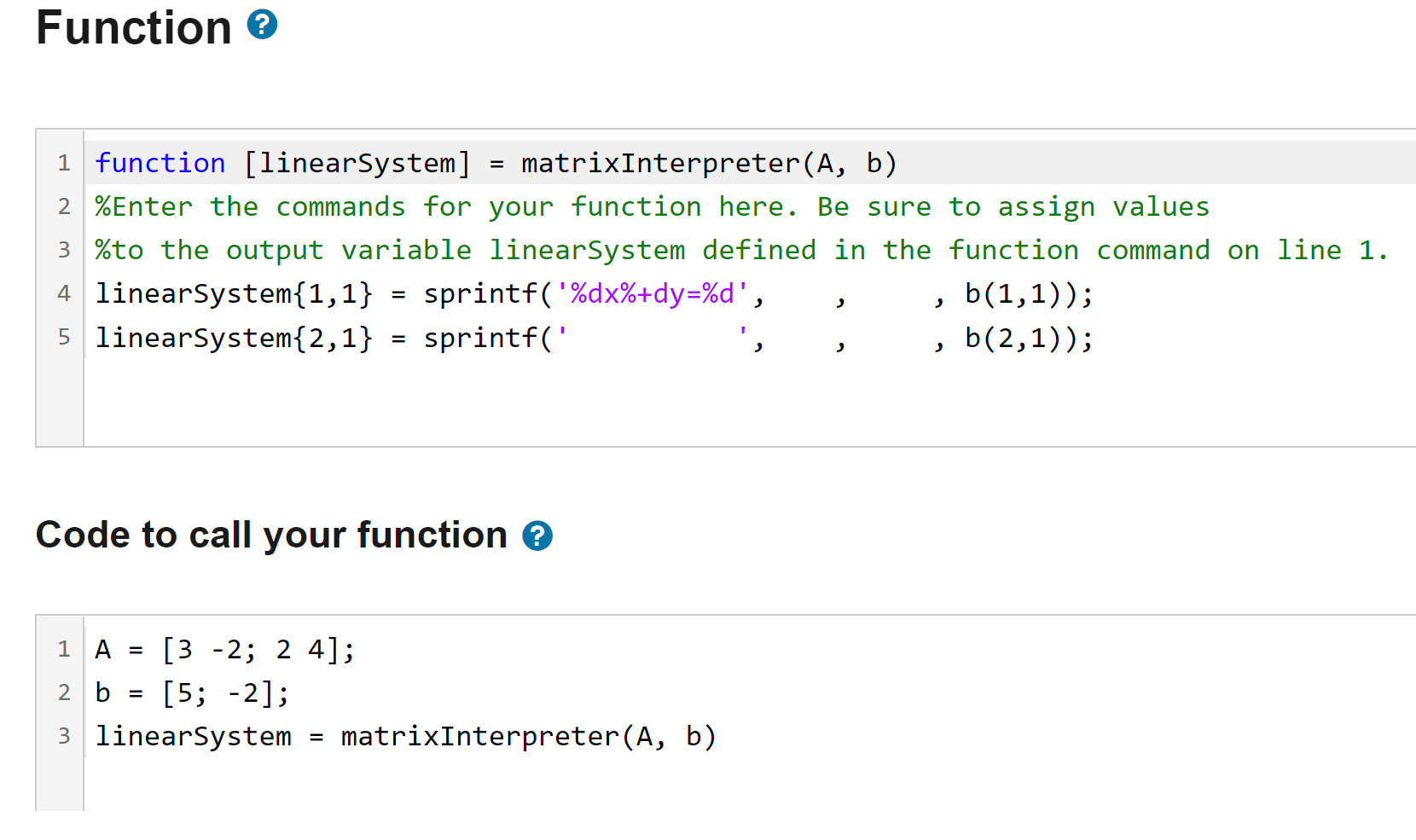 Solved Matrix Notation Interpreter (matrix elements to cell | Chegg.com