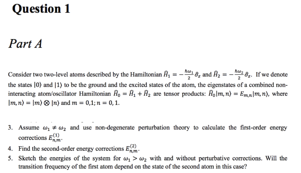 Solved Qm Hw 4 Homework Degenerate Perturbation Theory 1 Chegg Com