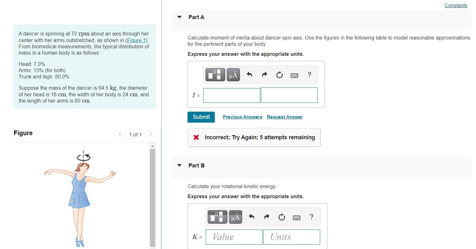 Solved Constants Part A A dancer is spinning at 72 rpm about