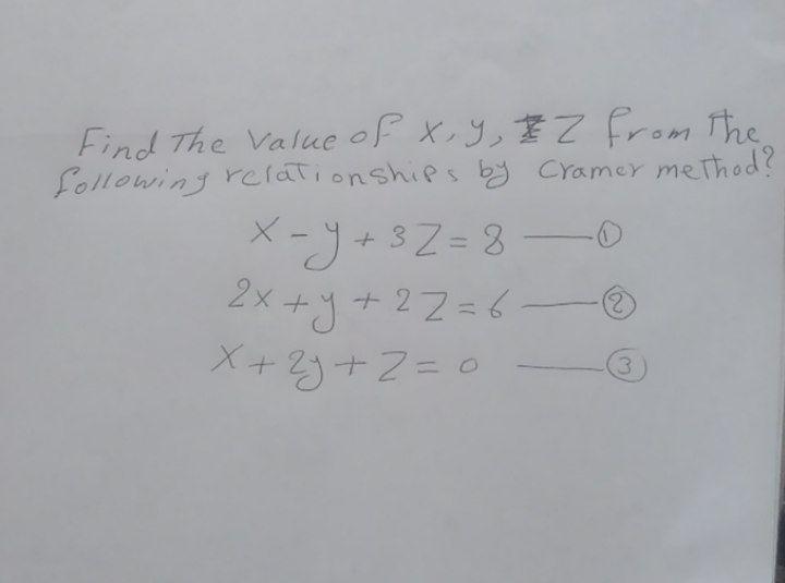Solved Find The Value Of X Y Z From The Following Chegg Com