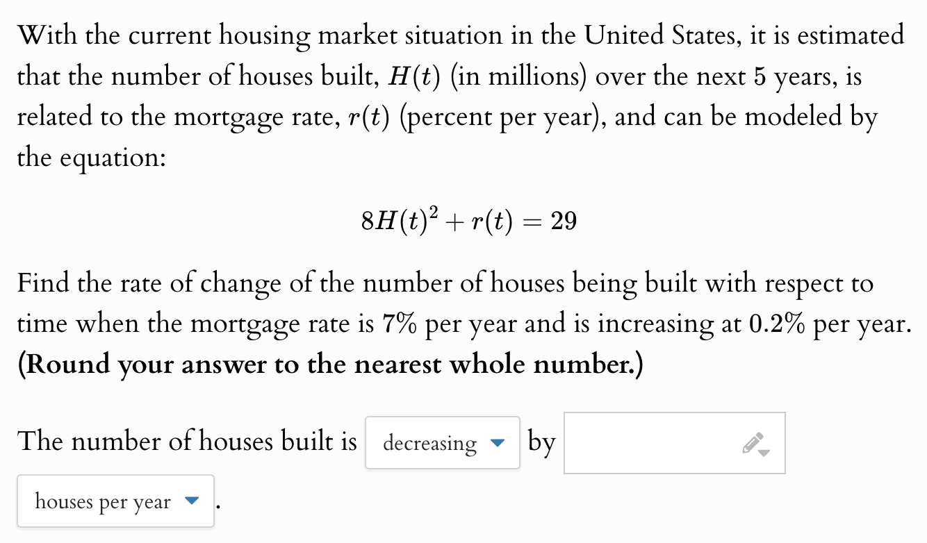 Solved With the current housing market situation in the | Chegg.com