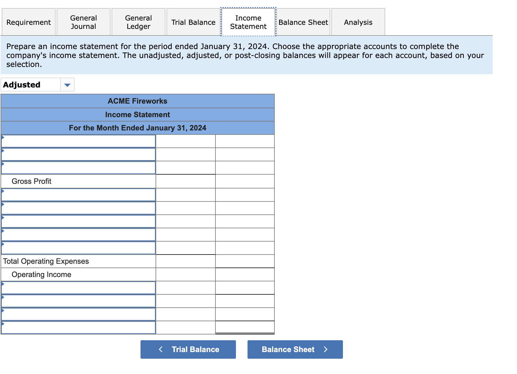 Prepare an income statement for the period ended | Chegg.com