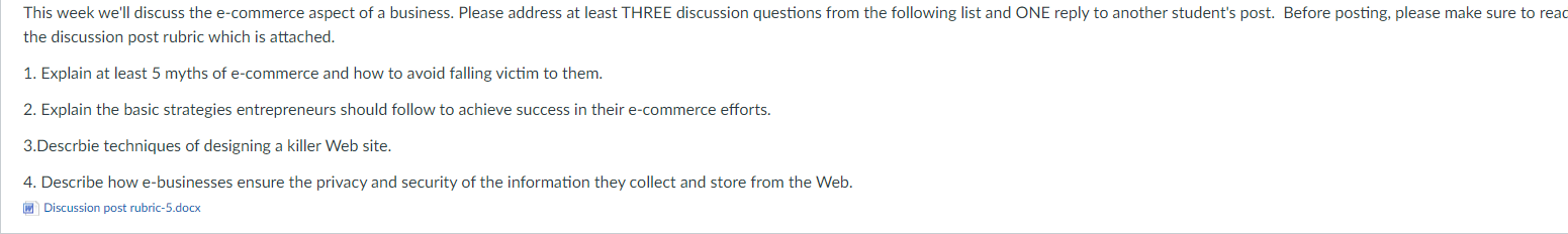 the discussion post rubric which is attached. 1. | Chegg.com