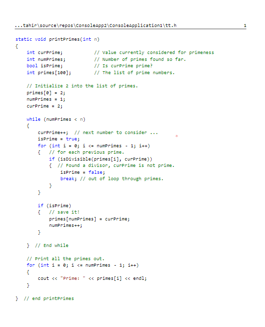 Solved Use the method printPrimes() -attaced- for questions | Chegg.com