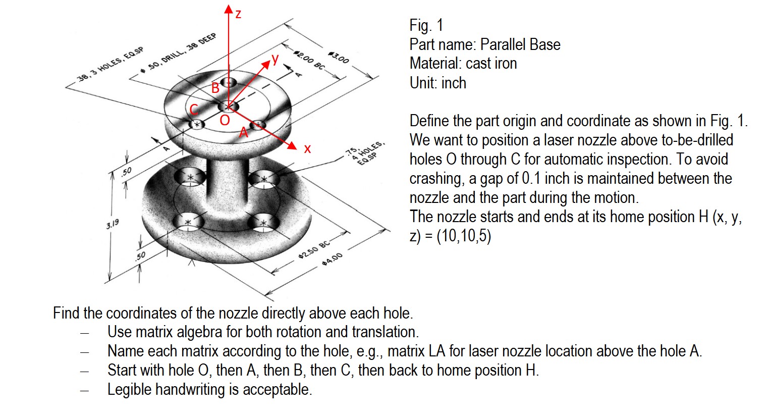 Solved Fig. 1Part name: Parallel BaseMaterial: cast | Chegg.com