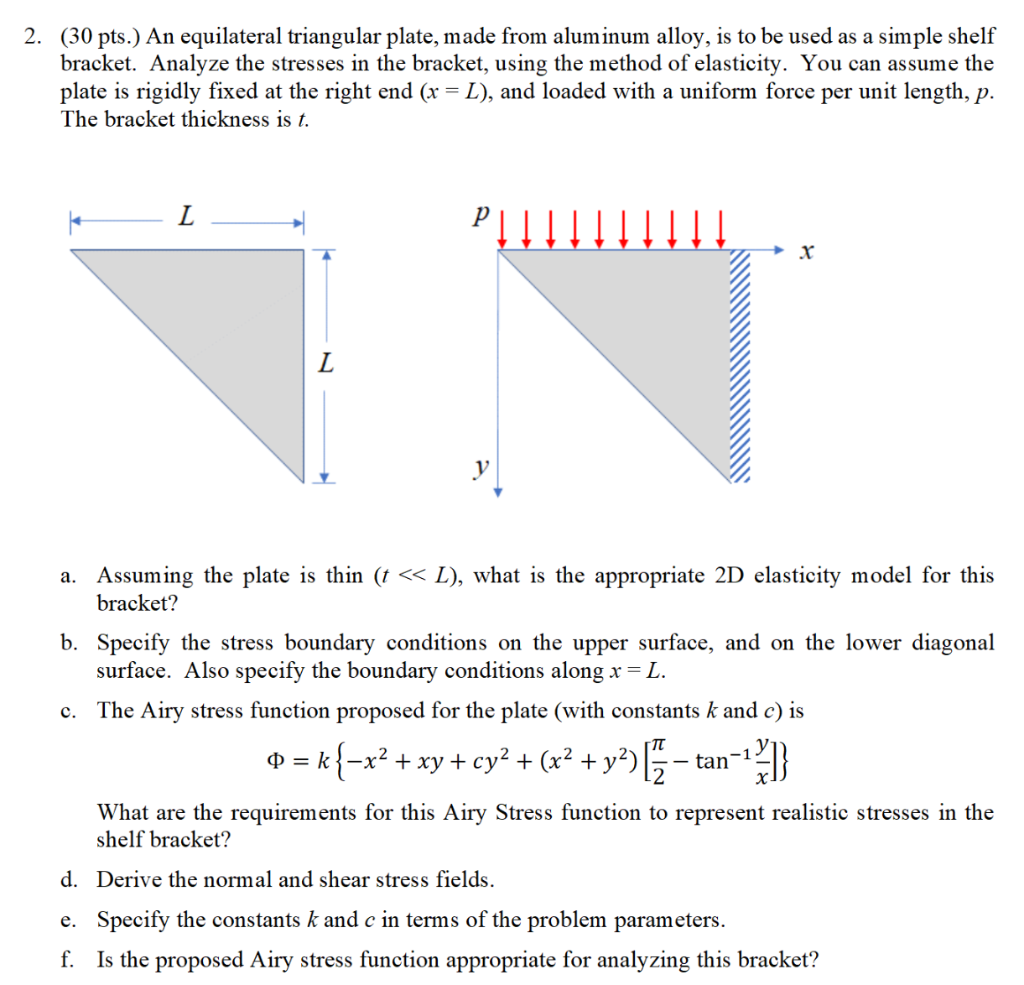 a 2. (30 pts.) An equilateral triangular plate, made | Chegg.com