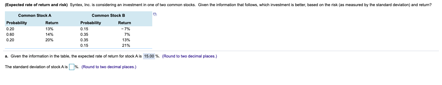 solved-expected-rate-of-return-and-risk-syntex-inc-is-chegg