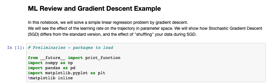 ML Review and Gradient Descent Example In this | Chegg.com