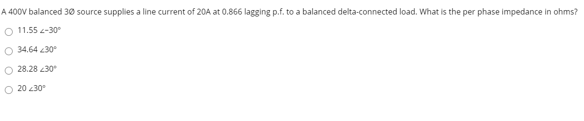 Solved A 400V balanced 30 source supplies a line current of | Chegg.com