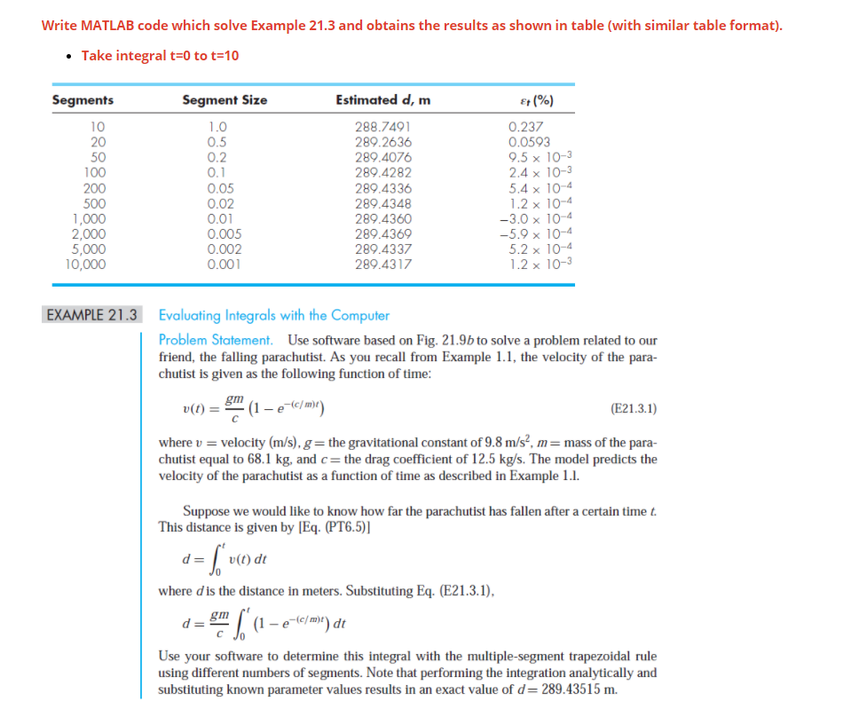Solved Write MATLAB code which solve Example 21.3 and | Chegg.com