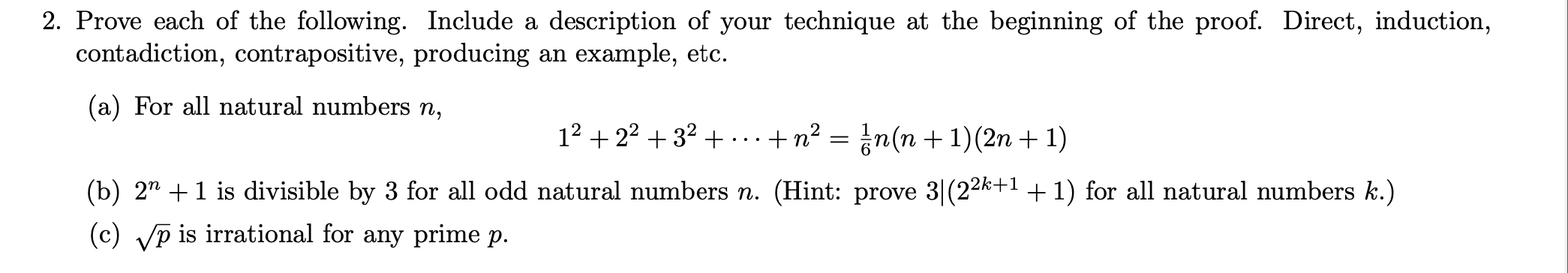 Solved 2. Prove each of the following. Include a description | Chegg.com