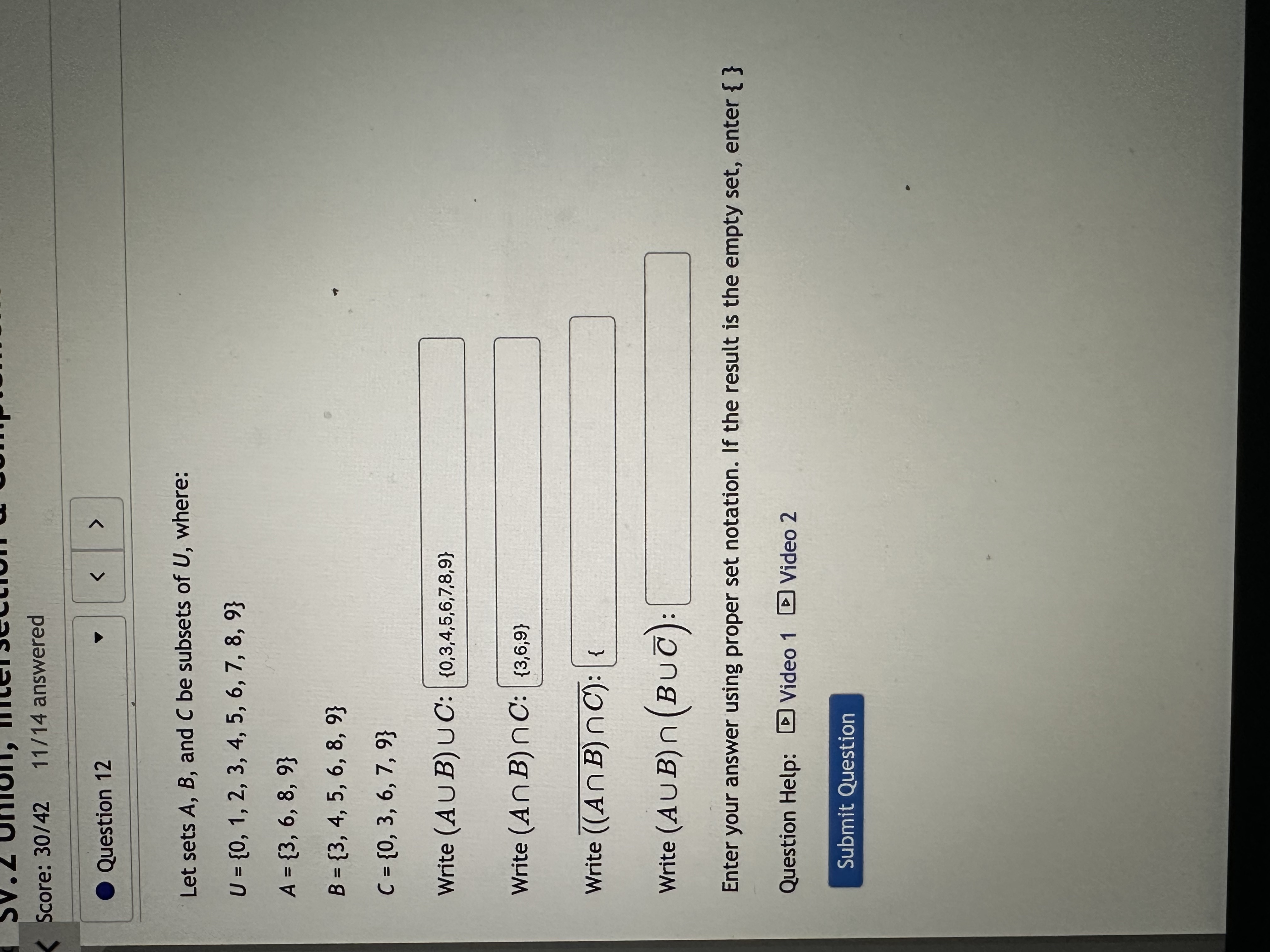 Solved Let Sets A,B, ﻿and C ﻿be Subsets Of U, | Chegg.com