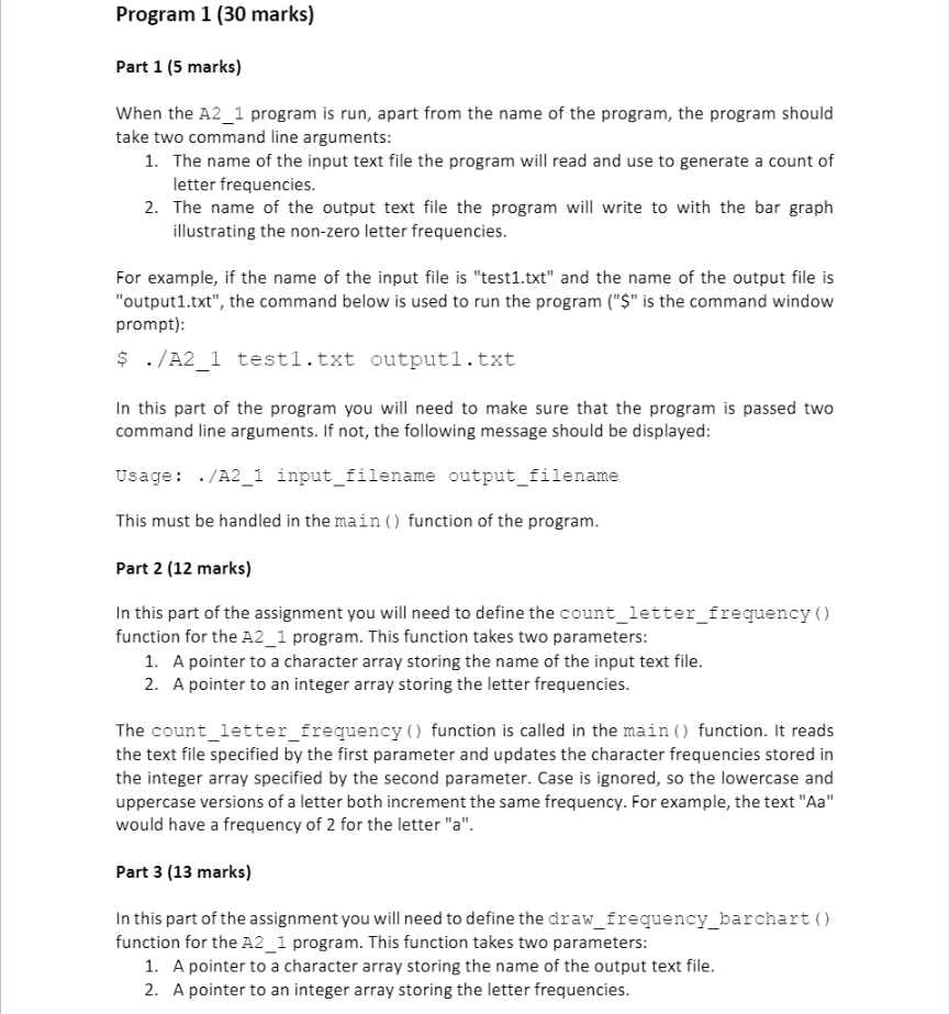 Solved Program 1 30 Marks Part 1 5 Marks When The A2 1 Chegg