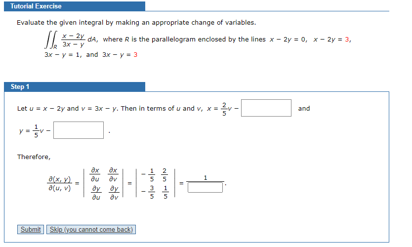 Solved Tutorial Exercise Evaluate The Given Integral By | Chegg.com