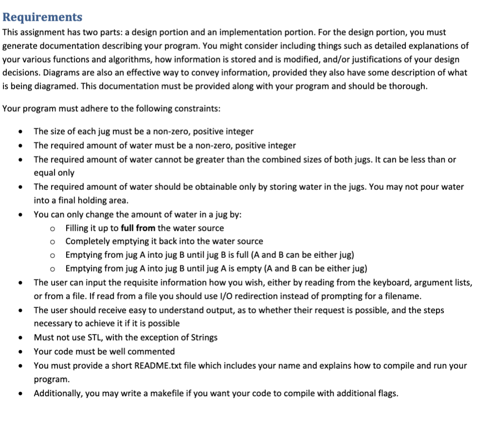 Solved Requirements This assignment has two parts: a design | Chegg.com