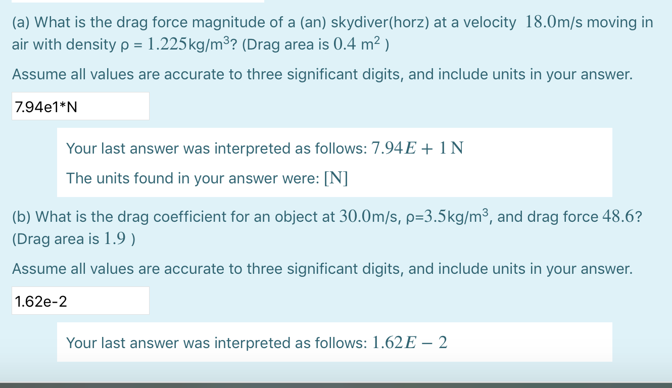 Solved Table 5.2 Drag Coefficient Values Typical values of | Chegg.com