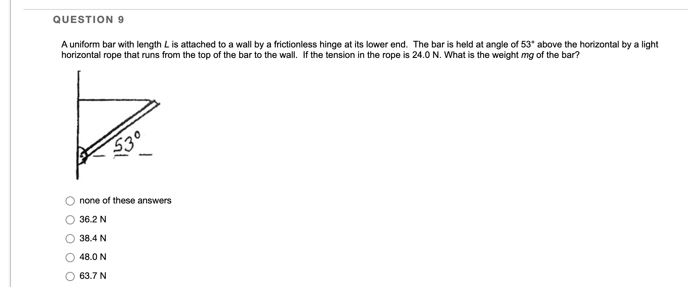 Solved QUESTION 9 A uniform bar with length L is attached to | Chegg.com