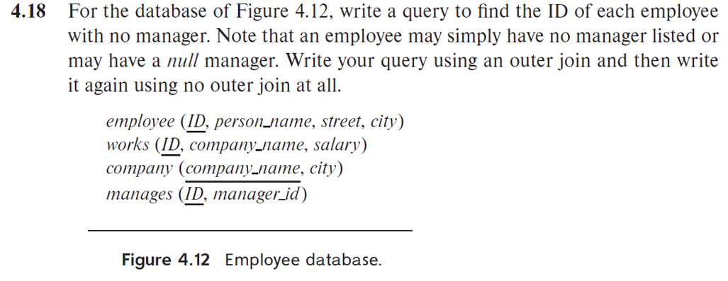 Solved 4.18 For the database of Figure 4.12, write a query | Chegg.com