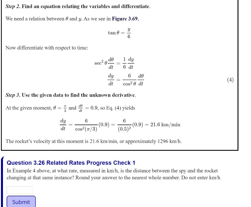 Solved EXAMPLE 4 Tracking a Rocket A spy uses a telescope to