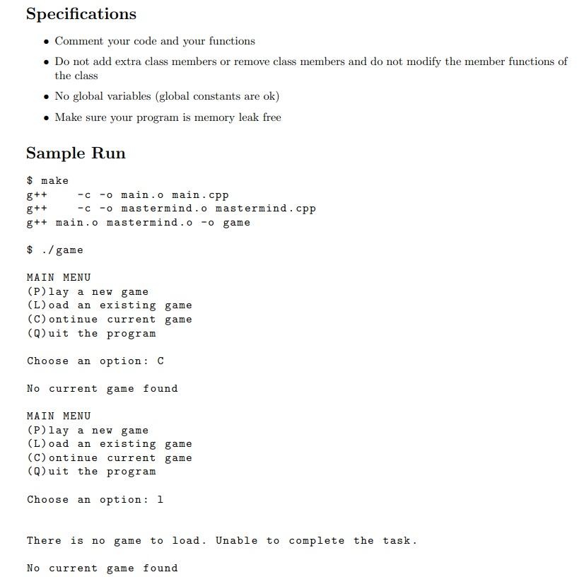 Solved This is a finished mastermind C++ game code. Help me