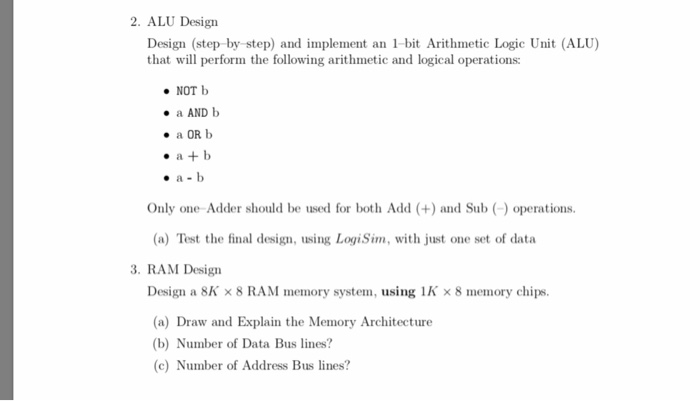 ROM-MEMORY, ALU Design, RAM 1. ROM Design (a) | Chegg.com