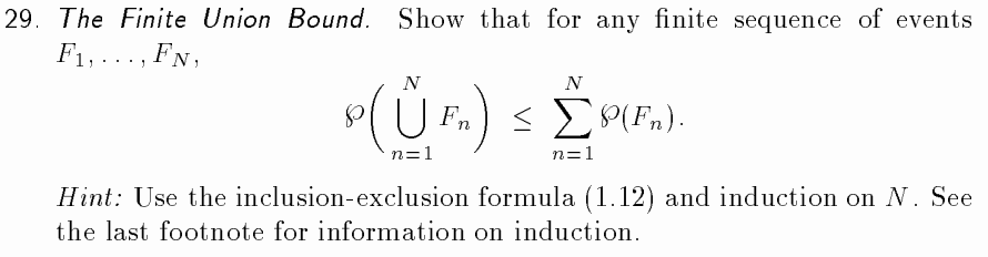 Solved 29. The Finite Union Bound. Show that for any finite | Chegg.com