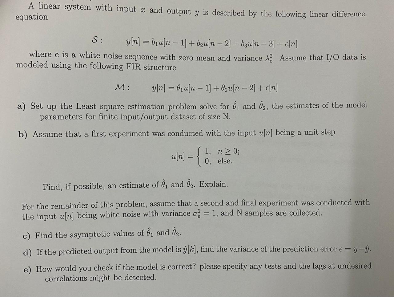 A Linear System With Input X And Output Y Is Descr Chegg Com