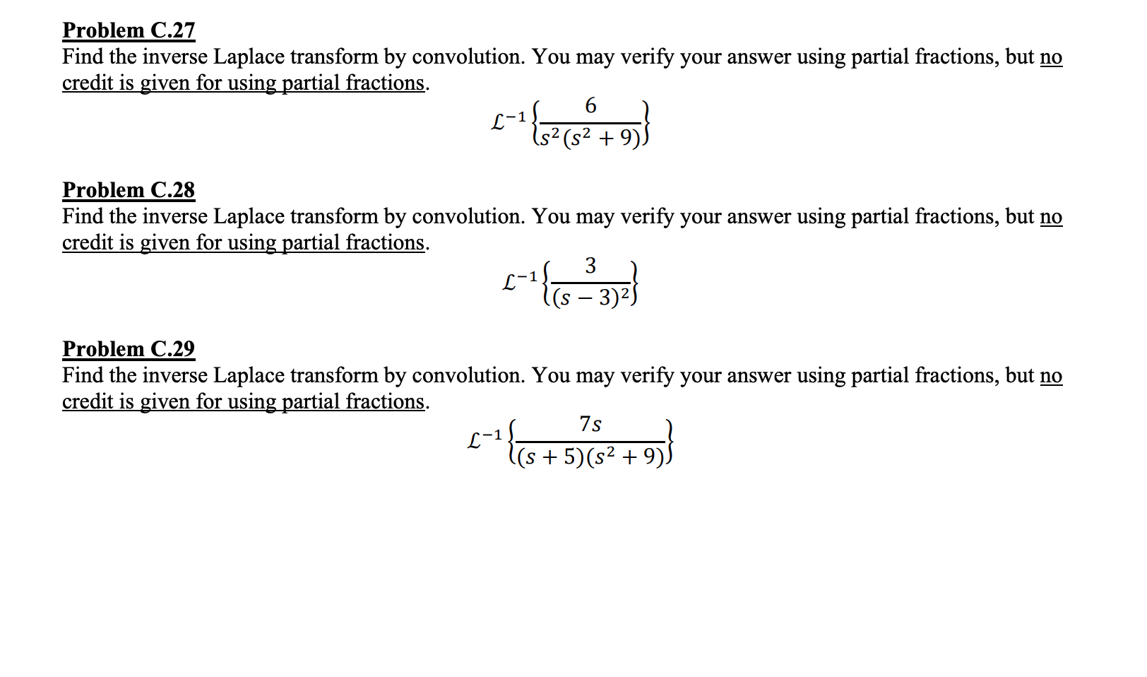 Solved Problem C 27 Find The Inverse Laplace Transform By Chegg Com