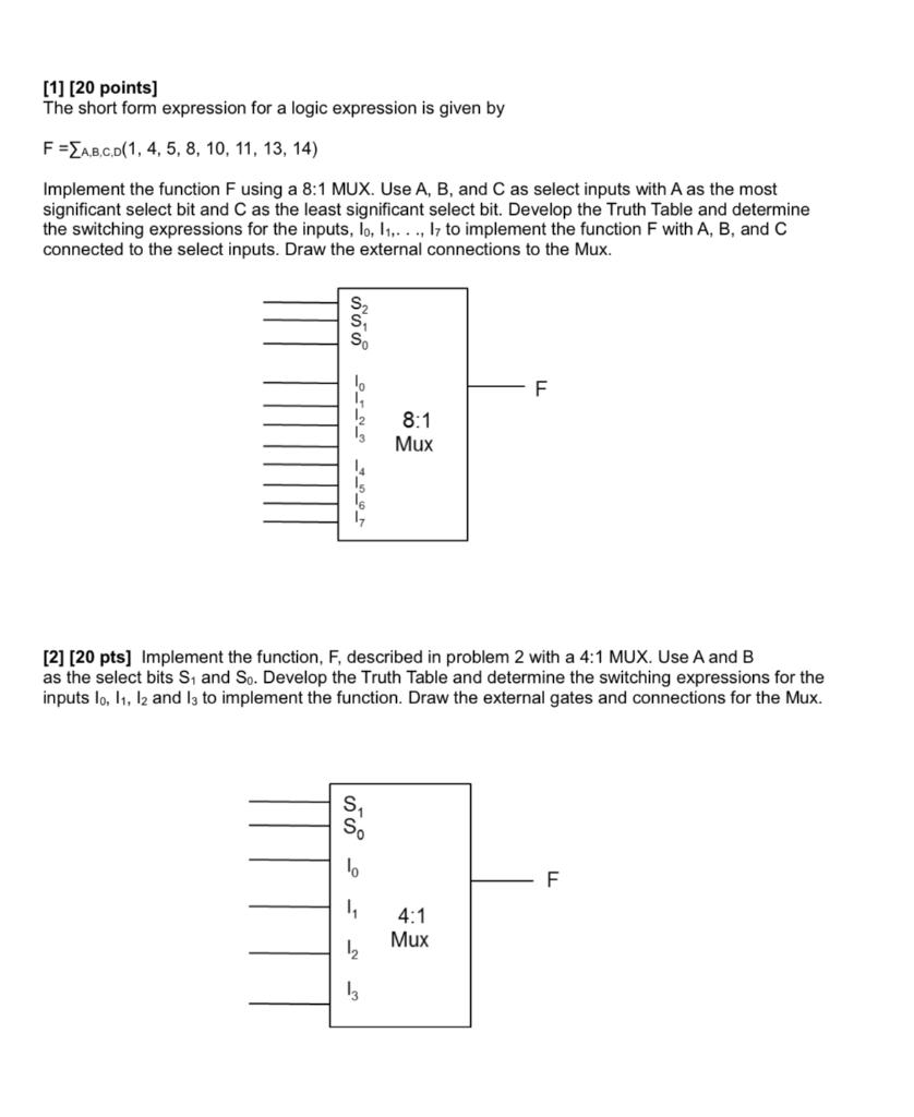 Solved Implement The Function, F, Described In Problem 2 | Chegg.com