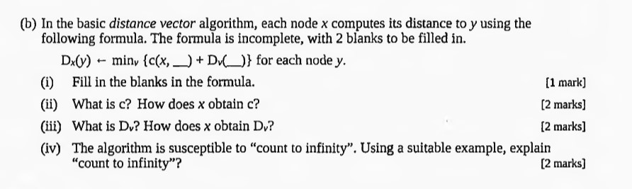 (Solved) : B Basic Distance Vector Algorithm Node X Computes Distance Y ...